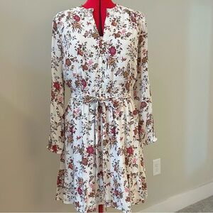 LOFT Floral Print Belted Dress